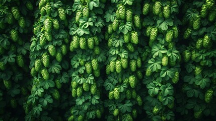 Hops Farming Symmetry. AI generate illustration