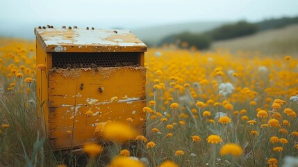 Beekeeping hive symbolizing the importance of bees in agriculture. AI generate illustration