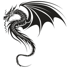 Naklejka premium a black and white drawing of a dragon