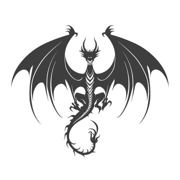 a black and white image of a dragon