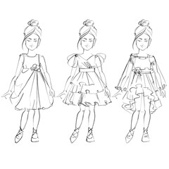 Fashion templates Croquis  A girl age 6-9 years old The pattern for drawing fashion designs  A figure of a child on a white background