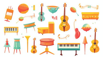 Cute musical instruments for children vector illust