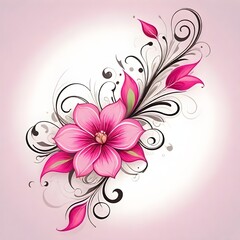 Fototapeta na wymiar Pink flowers like tattoos