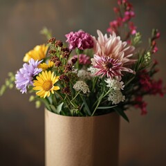 Astounding bouquet of colorful flowers in a paper wrap, ready to gift any occasion or event.