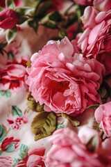 A bouquet of pretty pink flowers with a white background