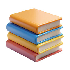 3d cartoon A stack of books isolated on transparent background