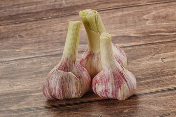Young garlic heap for cooking