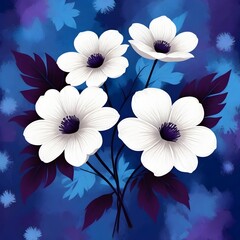 Blue purple background and white flowers