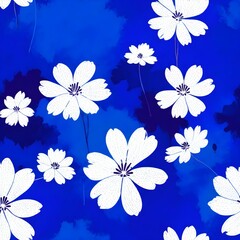 Blue purple background and white flowers