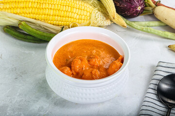 Indian cuisine - spicy prawn masala