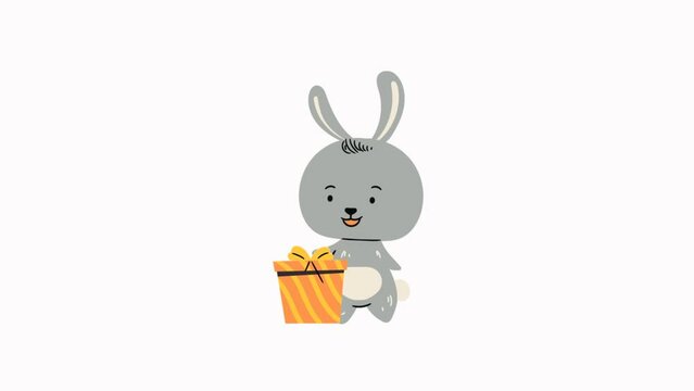 illustration of a rabbit getting a surprise box