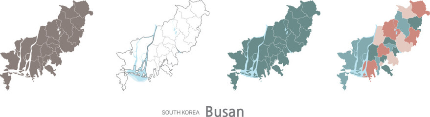 Fototapeta na wymiar High capacity map of Busan Metropolitan City, South Korea (Busan)