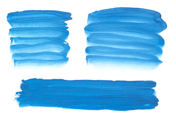 Watercolor. Blue abstract painted ink strokes set on watercolor paper.