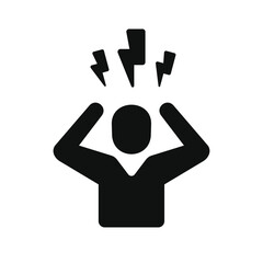 Angry Person Icon. Stress Symptom Sign on White Background. Vector