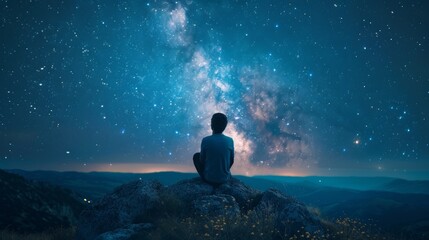 Obraz premium A contemplative character gazes at the stars
