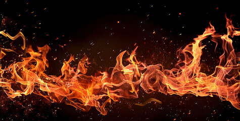 Obraz premium Fire on black background.