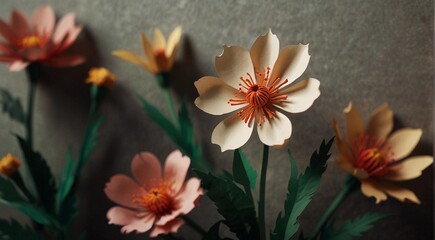 Paper cut flowers with copy space