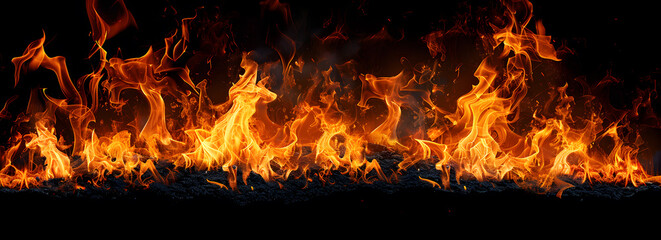 Fire on black background.