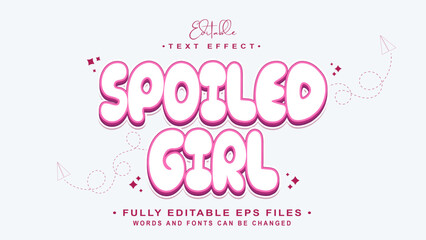 Fototapeta na wymiar sticker style spoiled girl text effect