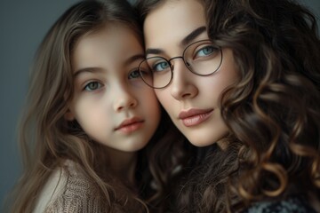 Obraz premium A Mother and Daughter Embrace - Captured in a Heartfelt Moment Fictional Character Created by Generative AI.