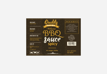 hand crafted BBQ spicy sauce label design, bbq label design, classic label design	