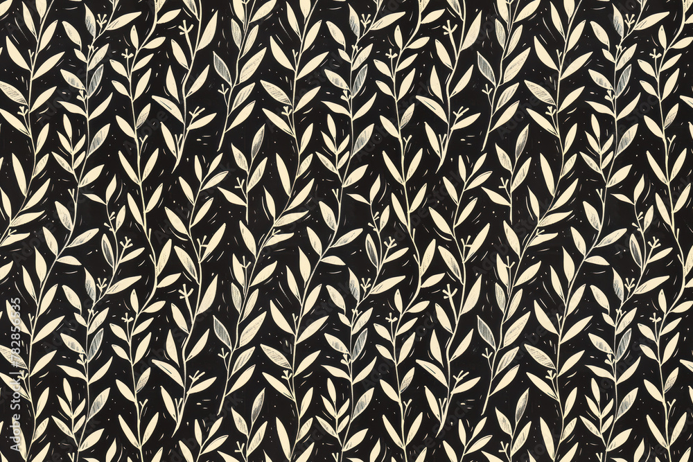 Poster toile pattern tapestry. linocut print. monochrome botanical pattern background. created with generat