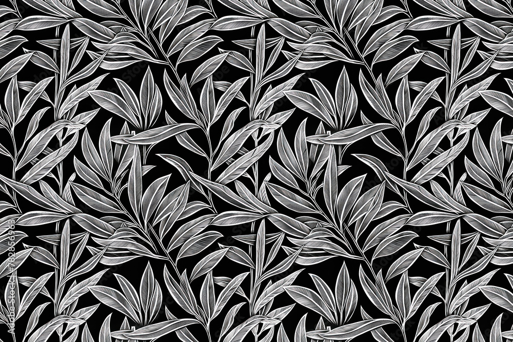 Poster toile pattern tapestry. linocut print. monochrome botanical pattern background. created with generat