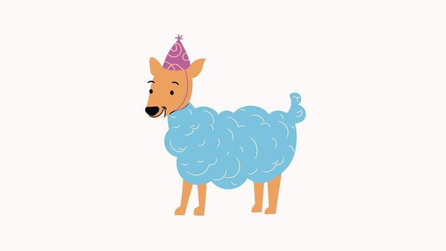 illustration of a goat wearing a party hat