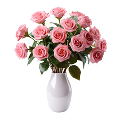 Fototapeta premium bouquet of fresh pink roses in vase