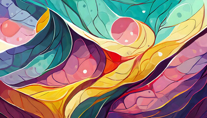 Abstract Colorful and Dynamic Composition with Fun and Entertaining Elements on digital art concept. - 782857369