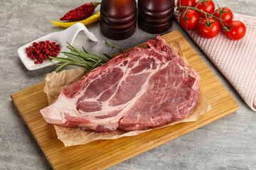 Raw pork neck steak uncoocked