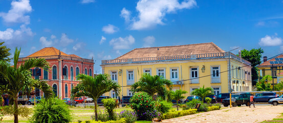 Street scenes in the old colonial district of São Tomé, São Tomé and Principe (STP), Central...