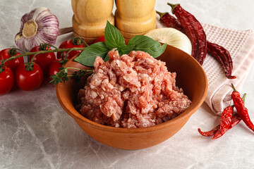 Raw minced pork uncooked meat