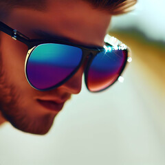 trendy sunglasses shimmering in different colors, AI-generated - 782858775