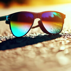 trendy sunglasses shimmering in different colors, AI-generated - 782858782