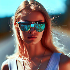 trendy sunglasses shimmering in different colors, AI-generated - 782858789