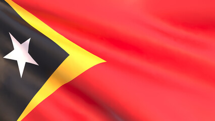 3D rendering - development of East Timor flag blown in the wind