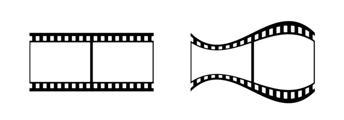 35mm film strip vector design with 2 frames on white background. Black film reel symbol illustration to use in photography, television, cinema, photo frame. 