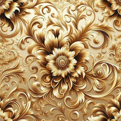 Beautiful floral elegant swirls damask fabric seamless pattern of hand drawn flowers with decorative dark vintage with colorful wallpaper background