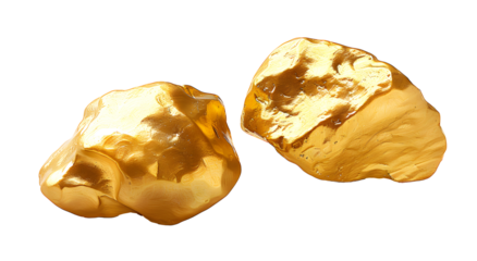 shiny gold nugget gleaming on white background, symbol of wealth