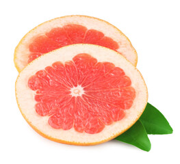 Fresh grapefruit slices, isolated on a white background