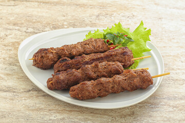 Beef kebab skewer minced meat