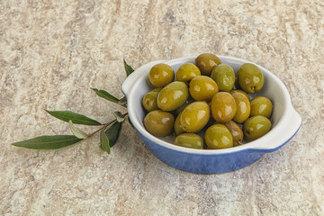 Tasty marinated olives in the bowl