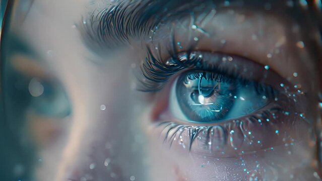 Biometric retinal scan animation: Futuristic concept on abstract backdrop.