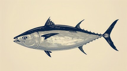 An elegant minimalist poster for World Tuna Day with a stylized fish illustration, set against a neutral background
