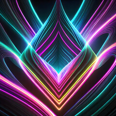 Abstract design pulsates with neon glowing light effects, casting an entrancing glow on digital art concept, Generative AI. - 782860920