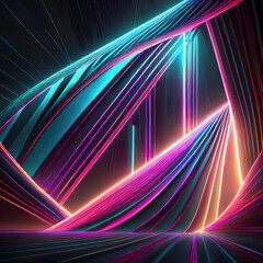 Abstract design pulsates with neon glowing light effects, casting an entrancing glow on digital art concept, Generative AI. - 782860937