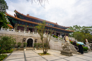 Po Lin Monastery , Buddhist Monastery during sunny day in Lantau island at Tung Chung , Hongkong :...