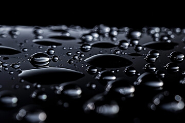 Water droplets on a black background