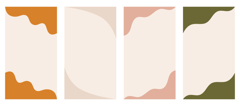 Set of varied shapes for use in vertical stories, promo site headers and footers. Ornamental border separator for creative design showcased in a basic vector flat style. 